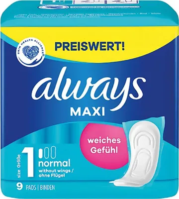 Immagine prodotto di Always Maxi - Assorbenti igienici - Taglia 1 - Normale - 9 assorbenti - 1 pezzo