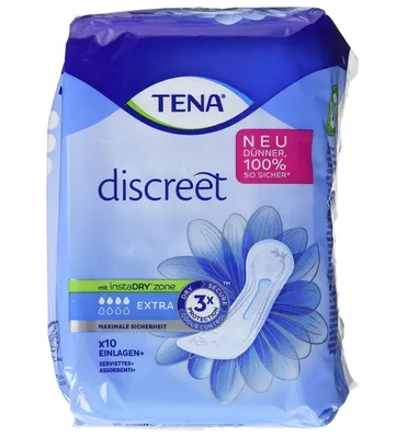 Zdjęcie produktu dla Tena Discreet Extra, Wkładki higieniczne, 10 sztuk (PRODUKT Z NIEMIEC)