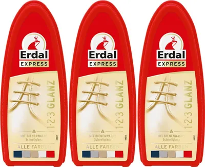 Produktbild von 3x Erdal Express 1-2-3 Glanz Farblos - Schwamm - mit Bienenwachs