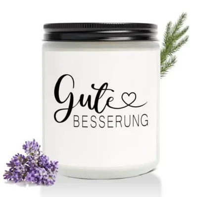 Produktbild von Duftkerze Gute Besserung Sojawachs 200g 35h Brenndauer Wiederverwendbares Glas