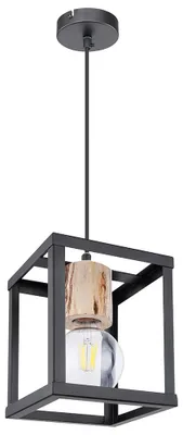 Produktbild von Hängeleuchte, Industrial, Metall Holz, schwarz, H 120 cm
