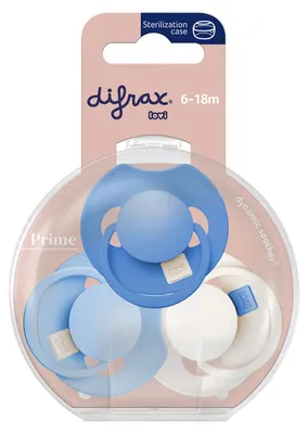 Produktbild von Difrax Prime Tutti Frutti Schnuller - 6-18 Monate - 3 Stück - Ultramarine Blue | Difrax