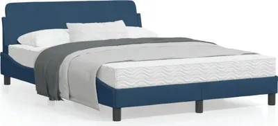 Produktbild von Design Bettgestell mit Kopfteil Blau 140x200 cm Stoff, Klassische Betten 2024 Neu