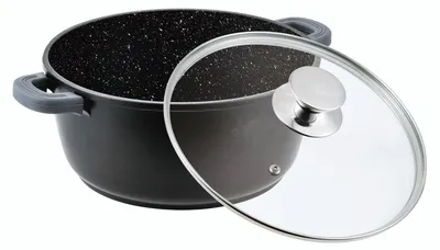Produktbild von XXL TOPF 32cm Induktionstopf Antihaftbeschichtet Marmoreffekt 32cm mit Deckel, Schwarz