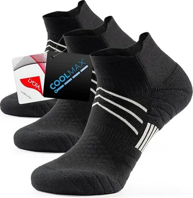 Produktbild von Sport-Kurzsocken Atmungsaktiv 3 Paar Schwarz 43-46 Laufen Fitness Socken