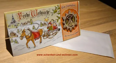 Produktbild von Exclusive Weihnachtskarte mit Holzbehang 210x105