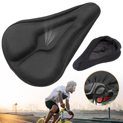Produktbild von Gel Sattelbezug Fahrrad, Fahrradsattel Überzug aus Memory-Foam, Fahrradsitzkissen Ergonomischem, 28X18CM Fahrradsitz Polster für Rennradsättel MTB