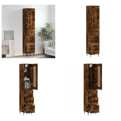 Produktbild von vidaXL Highboard Räuchereiche 34,5x34x180 cm Holzwerkstoff - Highboard - Highboards - Sideboard - Schrank