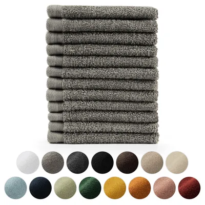 Produktbild von Blumtal Premium Frottier Handtücher Set mit Aufhängschlaufen - Baumwolle  , weich, saugstark - 12x Gästehandtücher (30x30 cm), Grau