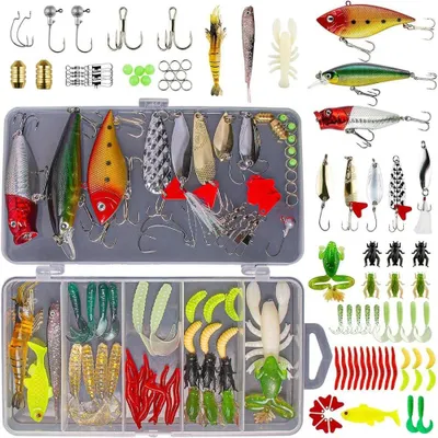 Produktbild von Angelzubehör Set,78 Stück Angelköder Set mit Angelzubehör, Angelausrüstung