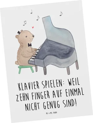 Produktbild von Mr. & Mrs. Panda Postkarte Klavier Magie - Weiß - Geschenk, Ansichtskarte, Spielen lernen, Grußkarte, einzelkarte, Ansichtskarten, Tasteninstrument, Postkarten, Musik
