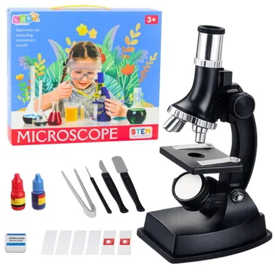 Zdjęcie produktu dla Mikroskop edukacyjny dla dzieci, akcesoria, powiększenie 300-krotne