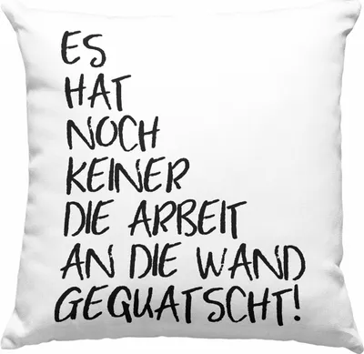 Produktbild von Trendation - Lustige Deko-Kissen mit Füllung 40x40 Spruch Sprüche Es Hat Noch Niemand Die Arbeit An Die Wand Gequatscht Büro Kollegin Kollege Humor (Blau)