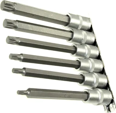 Image de 6 x embouts de tournevis VIELZAHN longs 12 pans 1/2" M5-14 sur barrette de connexion