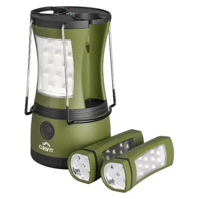 Produktbild von 2-in-1 Campinglampe mit Faltbügeln Vielseitige LED-Laterne für Outdoor & Zelten GRÜN | CRIVIT