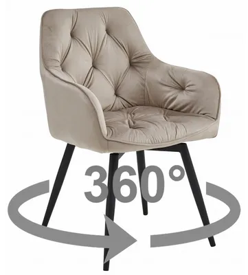 Immagine prodotto di Poltrona girevole Jork 360 in velluto beige scuro