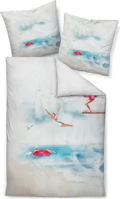Produktbild von Janine Design Bettwäsche-Garnitur Mako-Satin 42142 modern art S Farbe himmelblau Größe 135x200+80x80