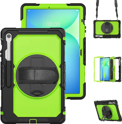 Immagine prodotto di Custodia ibrida a rotelle per Samsung Galaxy Tab S10 FE Plus con supporto e cinturino Verde