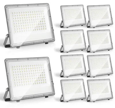 Image de Eikuavons, projecteurs LED extérieurs de 100W, éclairage LED étanche IP65 en aluminium pour l'extérieur et l'industrie, lumière blanche froide 6000K, lot de 10