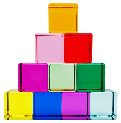 Produktbild von Set mit 10 bunten Acryl-Bauklötzen für Kinder
