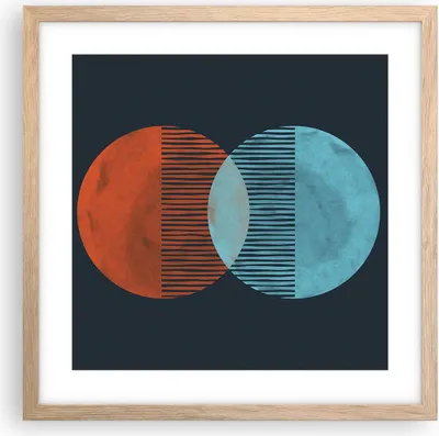 Produktbild von Gerahmtes Poster - Rahmen in heller Eiche - Geometrie Abstraktion Minimalismus - 40x40 cm - Wand Bild - Wanddeko - Wandbilder - Kunstposter - Wandposter - Bilderrahmen - Bilder - P2NAC40x40-5042