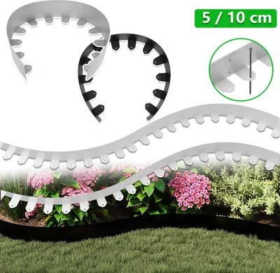 Produktbild von LARS360 Silberne Metall Mähkante 10cm x 5m– Rasenkante, Beeteinfassung, Beetbegrenzung, Rasenkantenband, Freimähkante, Garten Beetumrandung flexibel