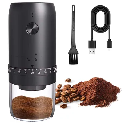Elektrische Kaffeemühle, USB-wiederaufladbar, Keramikmahlwerk, tragbar