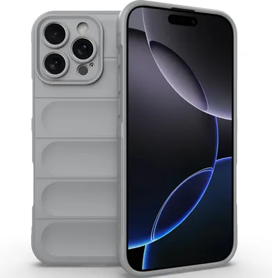 Produktbild von Handyhülle für iPhone 16 Pro Weich TPU Silikon Stossfest Anti-rutsch Hülle Grau