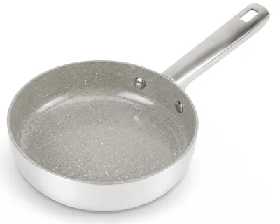 Produktbild von DIVORY Edelstahlpfanne 16 cm Keramikbeschichtung – Ohne PTFE, Induktionsgeeignet, für alle Herdarten, bis 230 °C backofengeeignet, spülmaschinenfest
