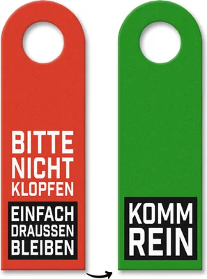 Produktbild von Nicht klopfen, einfach draußen bleiben oder Komm rein Türhänger in Rot-Grün