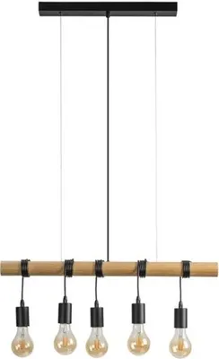 Produktbild von LIVARNO home LED-Pendelleuchte Lampe Leuchte 5-flammig 40 Watt Holz H110 x L70cm