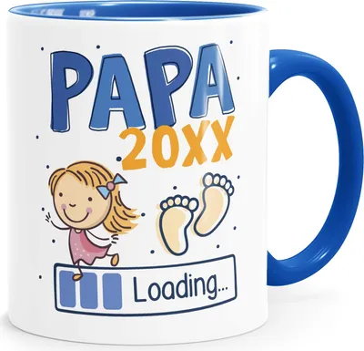Produktbild von Kaffee-Tasse Schwanger Schwangerschaft Jahreszahl personalisiert Geschenk Mama Papa Oma Opa loading SpecialMe® Papa-Tochter weiß-innen-royal Keramik-Tasse