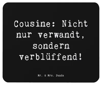 Produktbild von Mr. & Mrs. Panda Mauspad Spruch Cousine Wunder - Schwarz - Geschenk, laptop, Freude, Verwandte, Erinnerungen, Familie, Bindung, Mousepad, mousematte, mausteppich