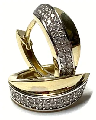 Produktbild von Creolen 333 Gold Zirkonia Glanz poliert Scharniercreole 15mm
