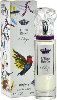 A bottle of Sisley L'Eau Rêvée D'Eliya Eau de Toilette and its packaging are displayed against a white background.