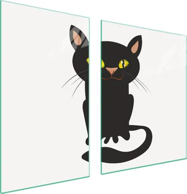 Immagine prodotto di Piastre copri fornelli 2 pezzi 100x52 Copri piano cottura in Vetroceramica tagliere in vetro gatto bianco
