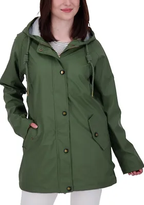 Produktbild von Damen Friesennerz Regenmantel Regenjacke mit Kapuze Gefüttert Wasserdicht Wetter