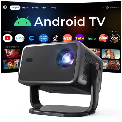 Imagen del producto de Proyector Smart de 800 lúmenes ANSI - Resolución nativa de 1080p - Sistema operativo Android 14 - Ideal para cine en casa y uso en exteriores