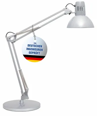 Produktbild von MAUL Tischleuchte MAULstudy Silber E27 aus Metall mit Doppelarm und Standfuß