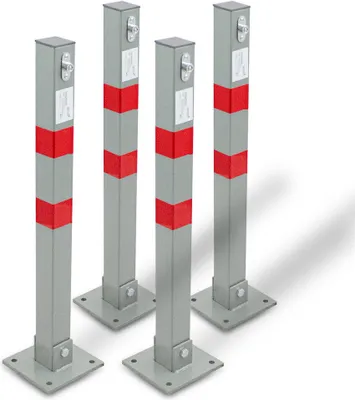 Produktbild von Bituxx 4x Parkpfosten Parkplatzpfosten Absperrpfosten Parkplatzsperre Poller 65cm Klappbar MS-18243