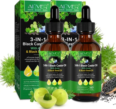 Immagine prodotto di Olio per capelli Cura dei capelli Olio essenziale Olio di ricino Olio di amla Olio di cumino nero 3 in 1 Pelle Capelli Biologico