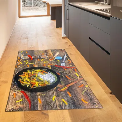 Zdjęcie produktu dla Dywanik kuchenny zmywalny Kolorowe chilli Czerwony Zielony Rozmiar - 80 x 250 cm