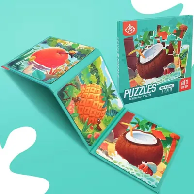Produktbild von Habarri | Magnetpuzzles - Baufahrzeuge - Motiv Früchte - Stufe 1 - Magnet Puzzles ab 3 Jahren - Magnetspiel - Reisespiel