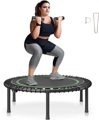 Imagen del producto de Mini trampolín, reboteador de fitness de 40 pulgadas, capacidad máxima de 330 libras, estable y silencioso, pequeño trampolín de entrenamiento para interiores, ideal para adultos, para uso en interiores y exteriores