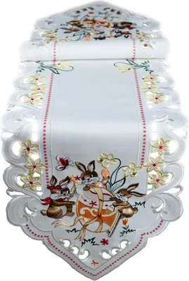 Produktbild von Tischdecke Tischläufer Stickerei Hasenkinder Osterhasen Ostern 40 x 140 cm