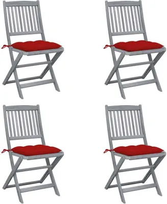 Produktbild von Möbel Klappbare Gartenstühle 4 Stk. mit Kissen Massivholz Akazie - Gartenstühle 3064584