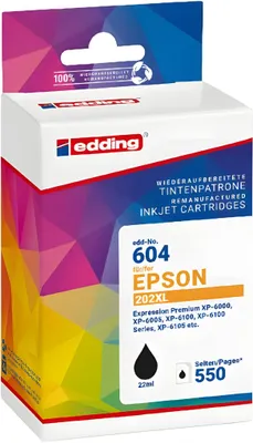 Produktbild von Tintenpatrone EDD-604 ersetzt Epson 202XL (T02G1)