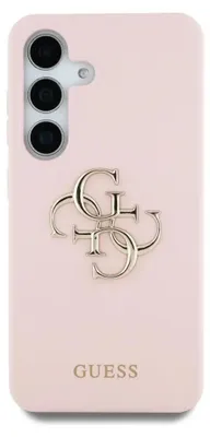 Produktbild von Guess Big 4G Logo Bottom Script Silikonhülle für Samsung Galaxy S25 - Rosa
