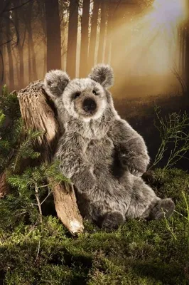 KÖSEN Braunbär Schlaffi Sitzend – 51 Cm, Aus Webfell Und Alcantara, Handgefertigt In Deutschland