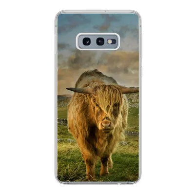 Produktbild von MuchoWow® Handyhülle Schutzhülle Hülle für Samsung Galaxy S10e Schottischer Highlander - Gras - Berg Silikon Softcase Handy Hülle - Handy